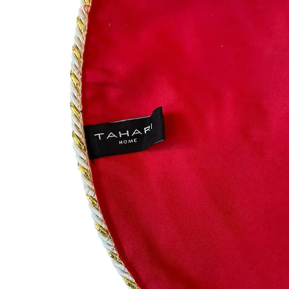 Tahari MERRY CHRISTMAS Red Tartan Plaid Placemats 15in Set of 4 Holiday New